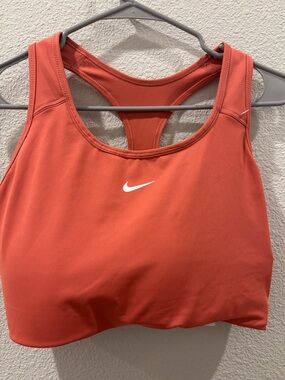 Nike Coral Racerback Sports Bra with White Swoosh